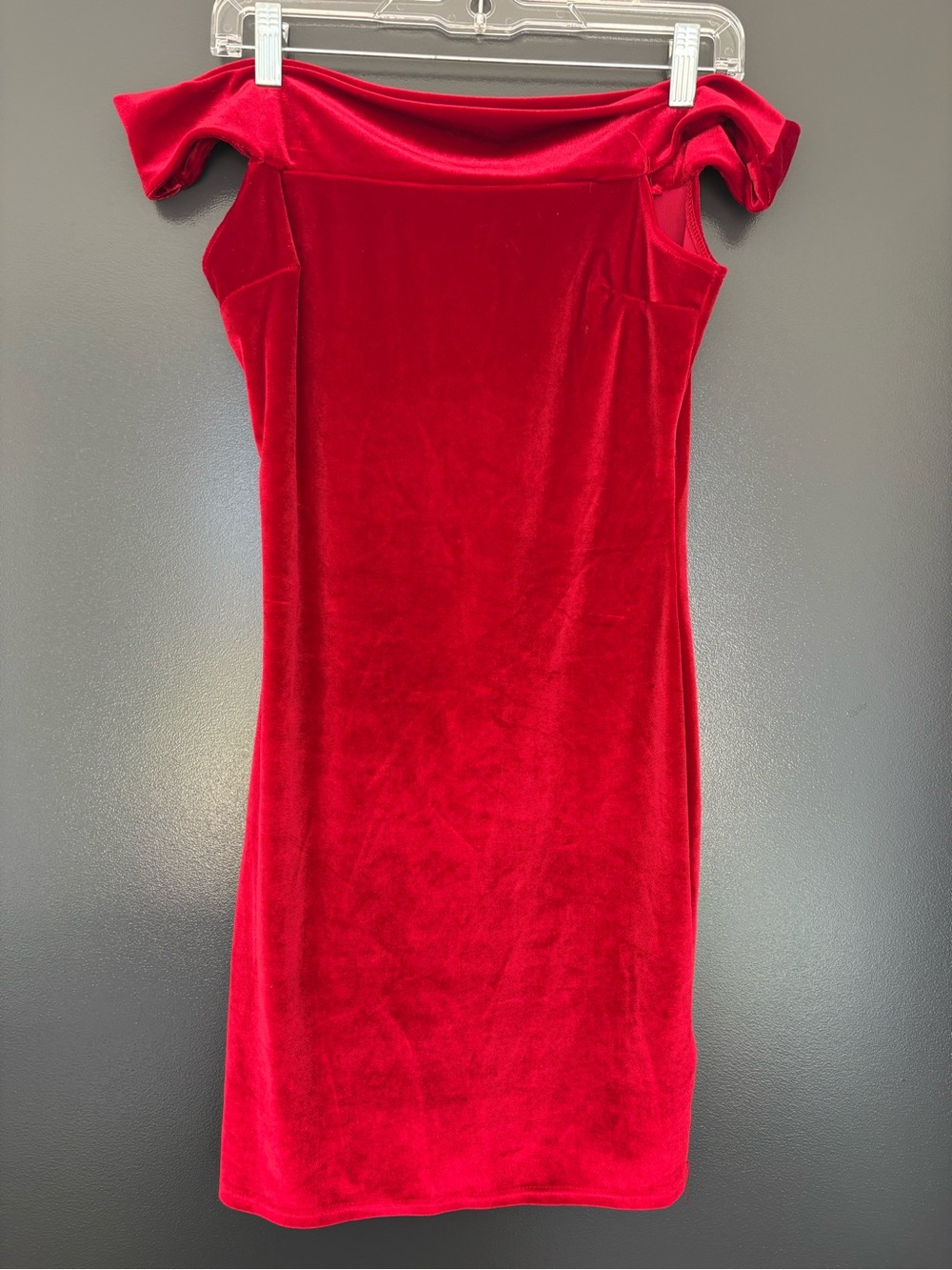 Urban Outfitters Red Velvet Off-Shoulder Mini Dress